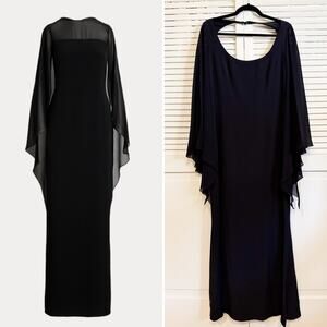 Escada Black Silk Chiffon Maxi Gown